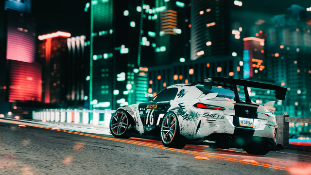 White car night city lights #2 free wallpaper for desktop - medium preview image