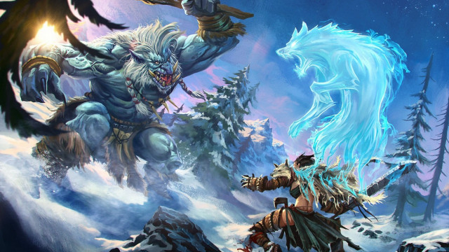 Man wolf fighting snow demon free wallpaper for desktop - medium preview image