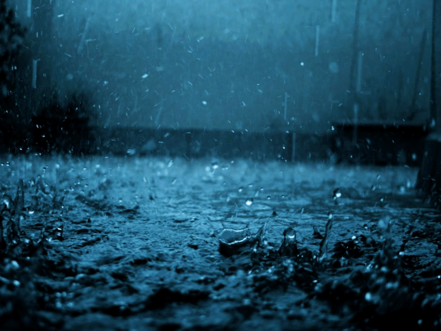 Dark blue rain soaked street free wallpaper for desktop - medium preview image