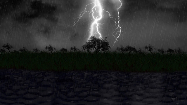 Lightning storm lake night sky free wallpaper for desktop - medium preview image