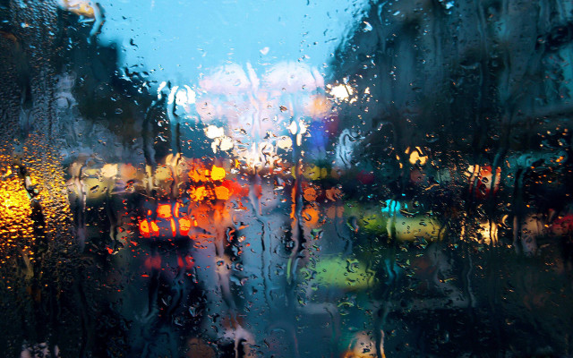 City street rain window traffic #3 free wallpaper for desktop - medium preview image