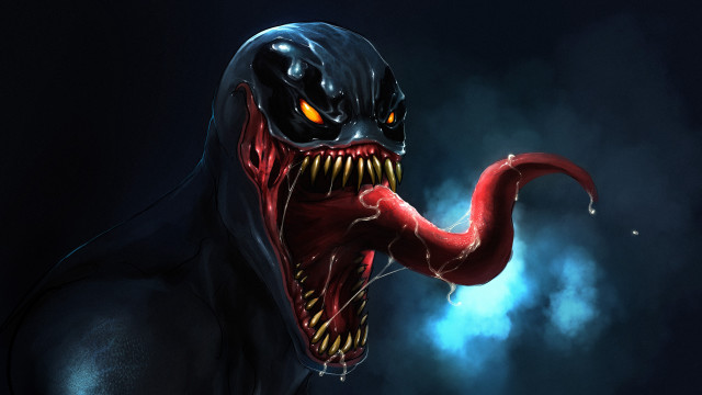 Creepy alien red tongue glowing free wallpaper for desktop - medium preview image