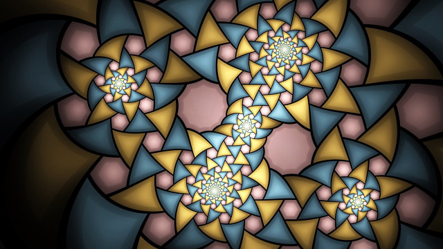 Fractal flower yellow blue pink free wallpaper for desktop - medium preview image