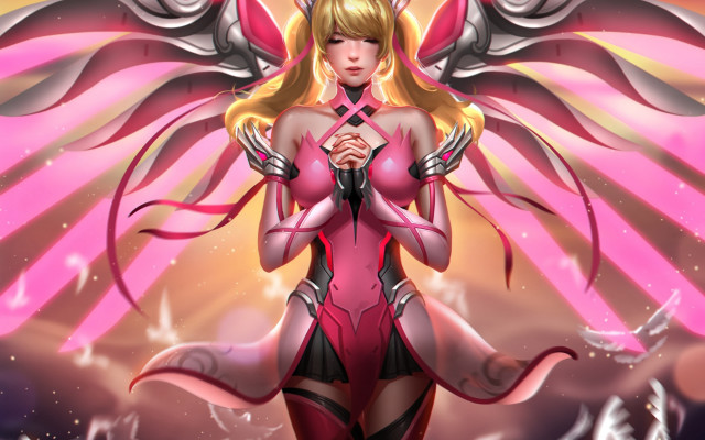 Pink wings microphone fantasy armor free wallpaper for desktop - medium preview image