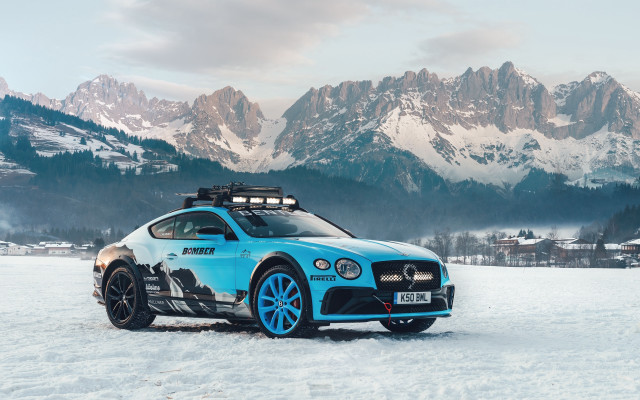Blue car ski snow mountains free wallpaper for desktop - medium preview image