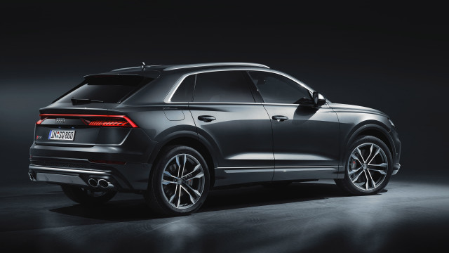 Grey audi suv dark room free wallpaper for desktop - medium preview image