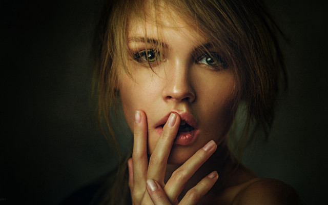 Woman hands on face mouth free wallpaper for desktop - medium preview image