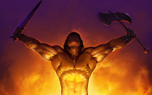 Fantasy warrior fire embers milkyway free wallpaper for desktop - medium preview image