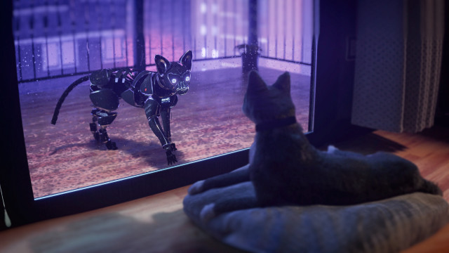 Cat pillow window robot automatistes free wallpaper for desktop - medium preview image