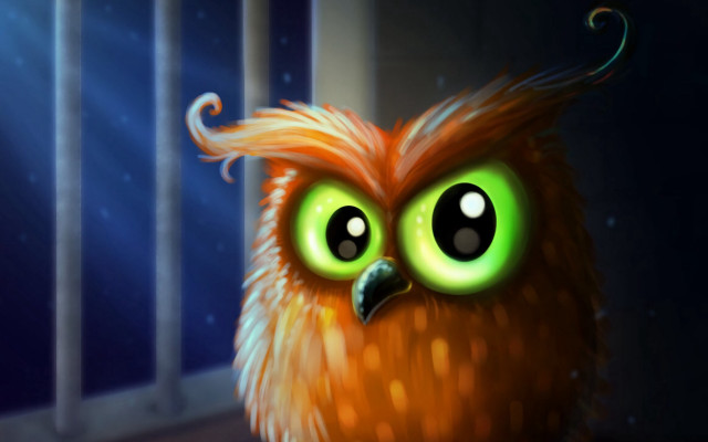 Owl glowing eyes long hair free wallpaper for desktop - medium preview image