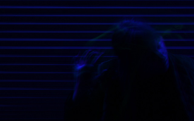 Hands up blue background hologram free wallpaper for desktop - medium preview image