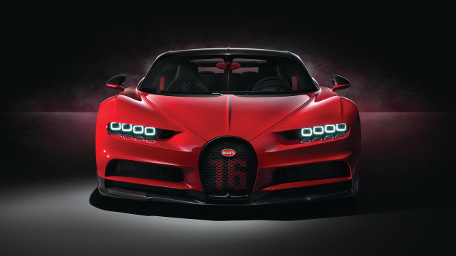 Red bugatti foggy dark room free wallpaper for desktop - medium preview image