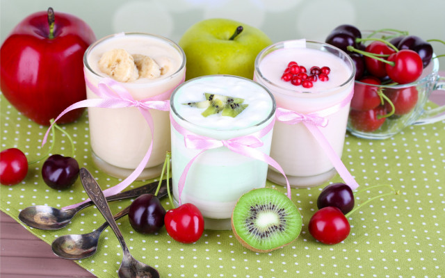 Table glasses fruit spoon bowl free wallpaper for desktop - medium preview image