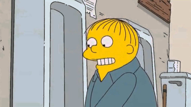 Cartoon character yellow face blue free wallpaper for desktop - medium preview image