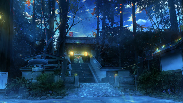 Stairway woods night person magic free wallpaper for desktop - medium preview image