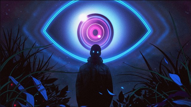 Sky cyberpunk fireworks moon constellation free wallpaper for desktop - medium preview image