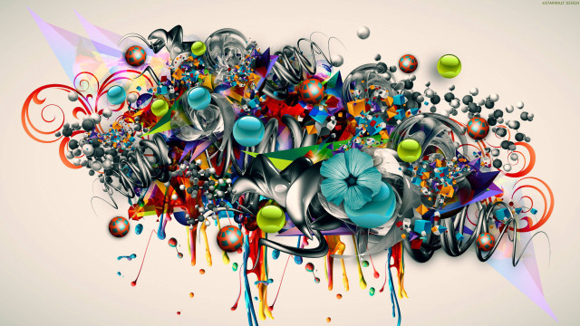 Colorful abstract painting flower bubbles free wallpaper for desktop - medium preview image