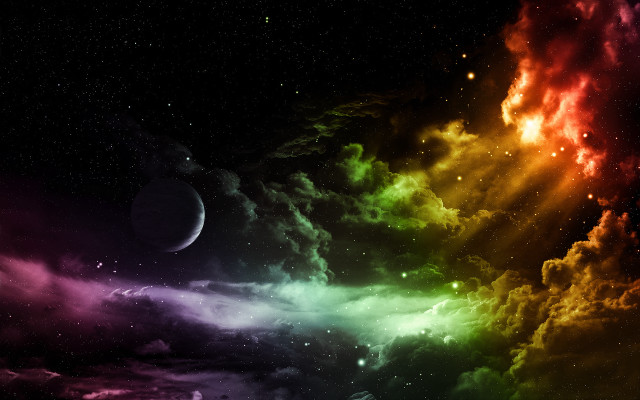 Rainbow sky cloud moon star free wallpaper for desktop - medium preview image