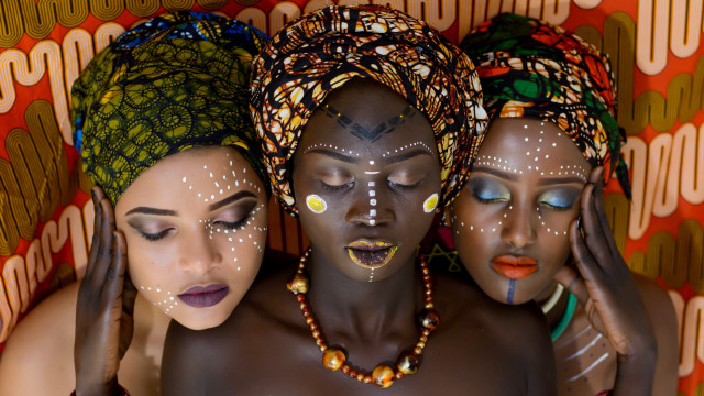 Afrofuturism painted faces body art free wallpaper for desktop - medium preview image