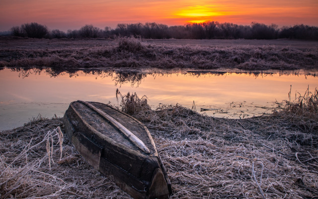 Lake shore sunset forest city free wallpaper for desktop - medium preview image