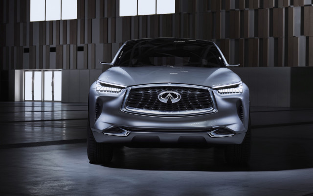 Silver infiniti concept car building free wallpaper for desktop - medium preview image