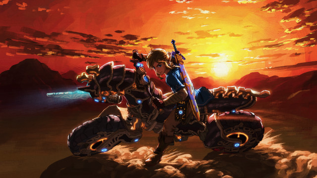 Motorcycle riding sunset dirtfield burning free wallpaper for desktop - medium preview image