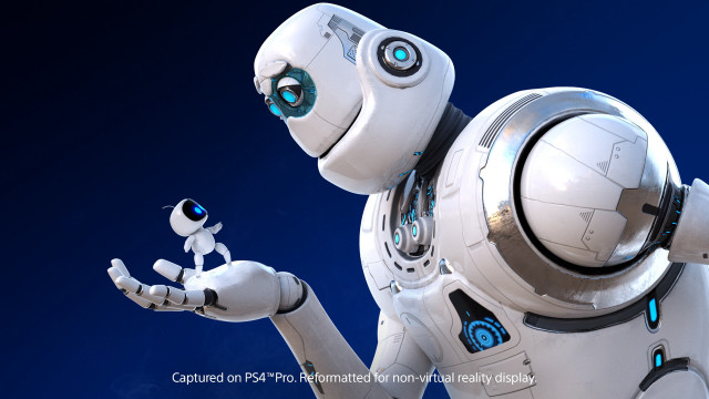 Robot holding small robot blue free wallpaper for desktop - medium preview image
