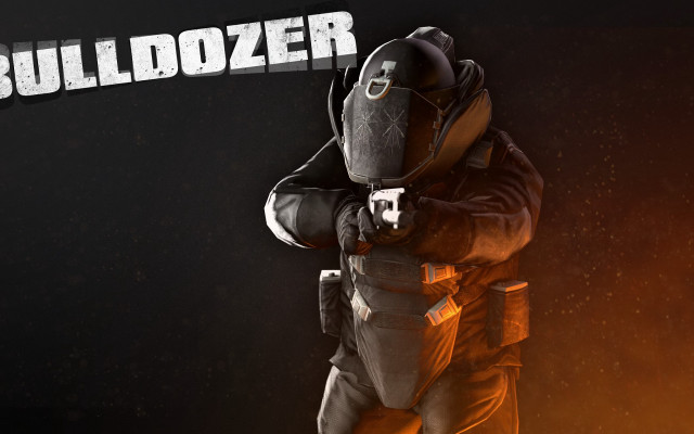 Bulldozer man suit gun space free wallpaper for desktop - medium preview image