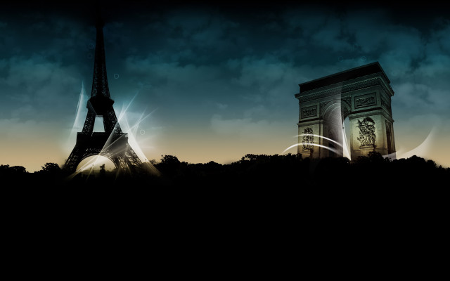 Eiffel tower light trail matte free wallpaper for desktop - medium preview image
