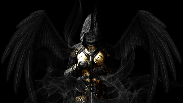 Gothic fantasy armor wings sword free wallpaper for desktop - medium preview image