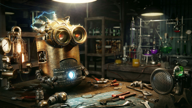 Robot tools table shockart ue5 free wallpaper for desktop - medium preview image