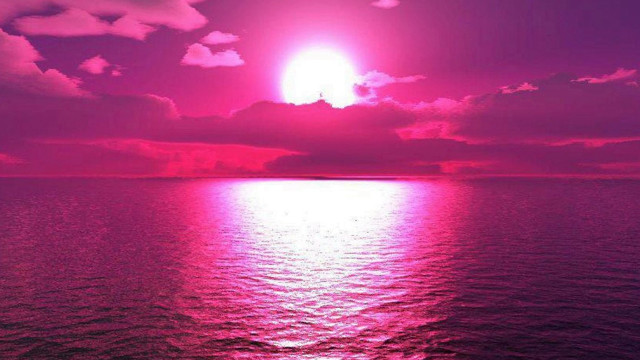 Pink sunset ocean clouds boat free wallpaper for desktop - medium preview image