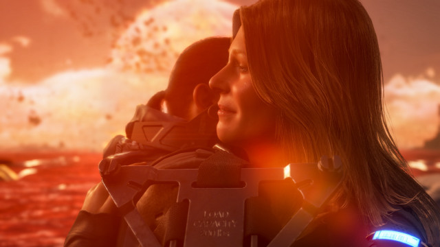 Futuristic woman man gun explosion free wallpaper for desktop - medium preview image