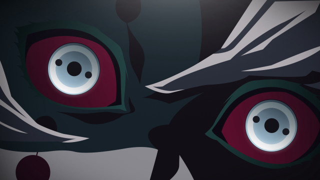 Cat redeye blackbg whitecircle vanitas free wallpaper for desktop - medium preview image