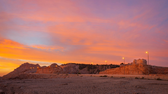Sunset rocky mountain lighthouse red free wallpaper for desktop - medium preview image