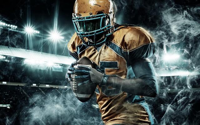 Football player gold uniform stadium free wallpaper for desktop - medium preview image