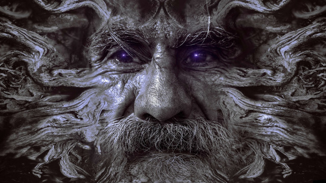 Bearded man blue eyes psychedelic #2 free wallpaper for desktop - medium preview image