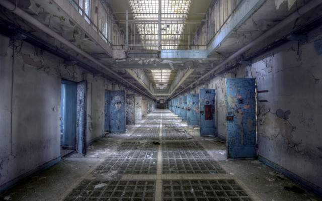 Long hallway jail cell architecture free wallpaper for desktop - medium preview image