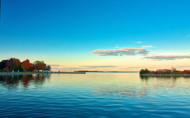 Lake boat sky clouds trees free wallpaper for desktop - medium preview image