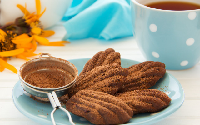 Cookies tea flowers napkin food free wallpaper for desktop - medium preview image