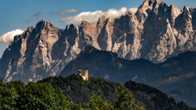 Castle hill mountains clouds trees free wallpaper for desktop - medium preview image