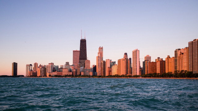 City skyline water bridge buildings free wallpaper for desktop - medium preview image