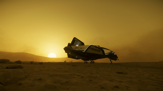 Desert plane sunset mountains ocean free wallpaper for desktop - medium preview image