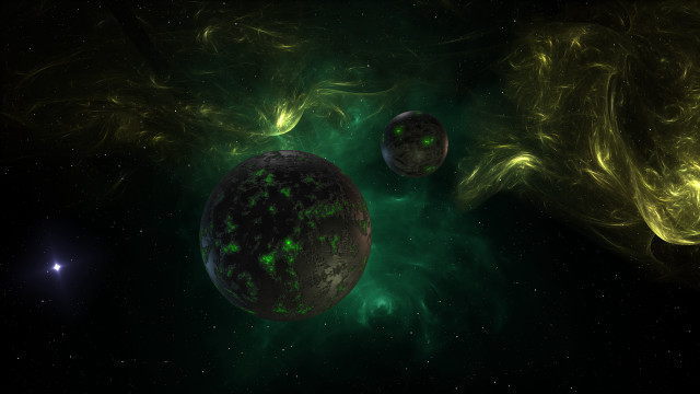 Green yellow planet space stars free wallpaper for desktop - medium preview image