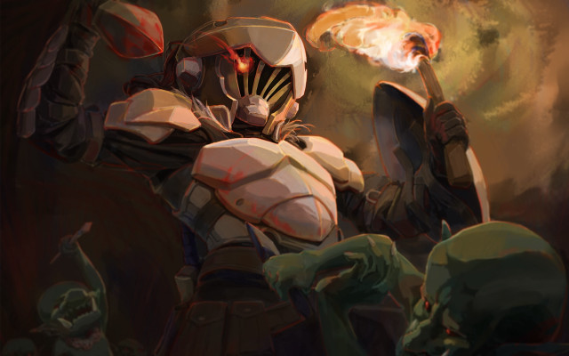 Fire demon armor blonde sword free wallpaper for desktop - medium preview image