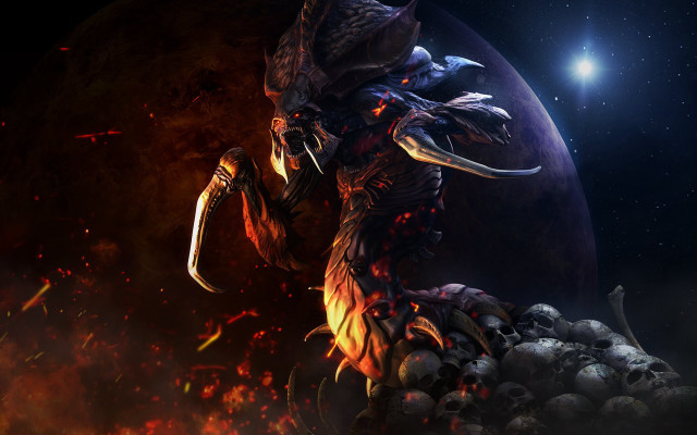 Demonic astronaut space fire skull free wallpaper for desktop - medium preview image