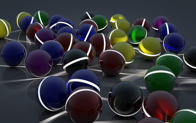 Colored balls raytraced photorealism black free wallpaper for desktop - medium preview image