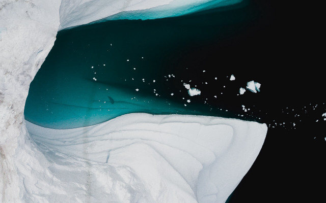 River ice plane view aurora free wallpaper for desktop - medium preview image