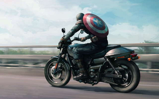 Man motorcycle captain america helmet #2 free wallpaper for desktop - medium preview image
