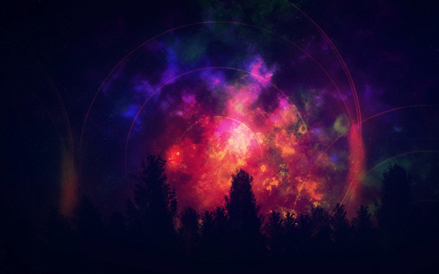Colorful sky aurora moon galaxy free wallpaper for desktop - medium preview image